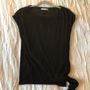 MANGO suit black blouse with side knot.